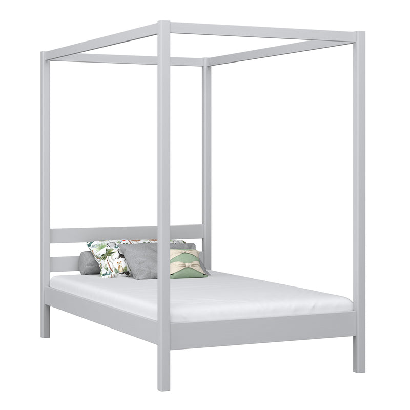 Wooden grey canopy bed – child’s room, Scandinavian style, Nizio
