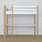 Letto a soppalco bianco-quercia con scrivania – spazio studio sotto il letto, in legno