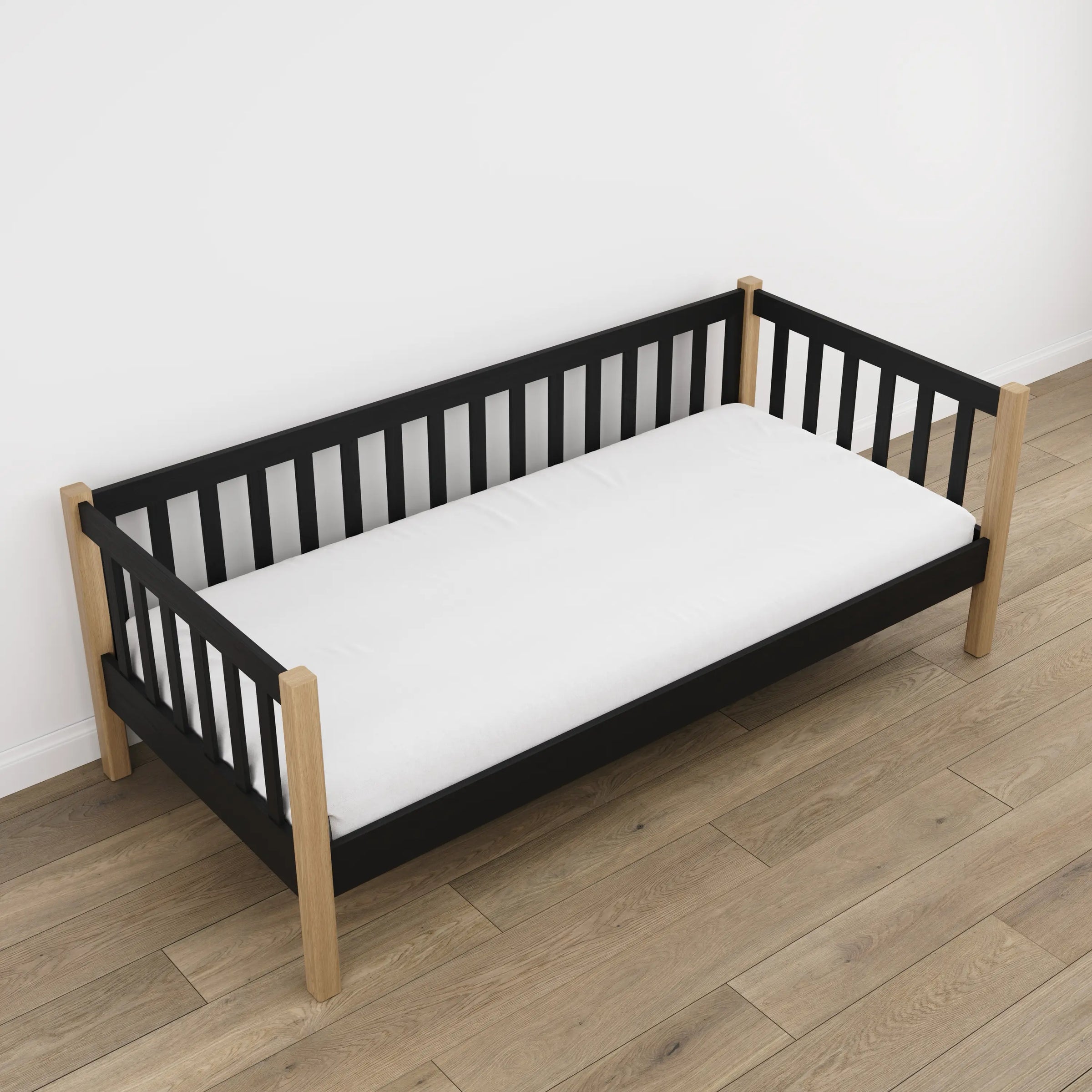 Łóżko sofa N03 czarny / dąb naturalny – dodatkowy widok, trwała jakość Nizio Home