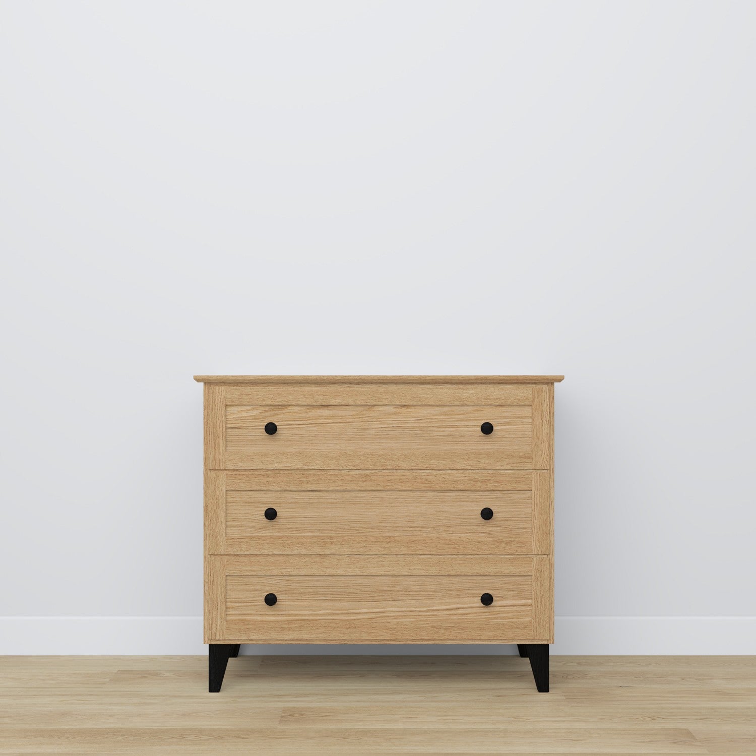 Chest of drawers 3S oak natural oak with black – open drawers, spacious storage compartments