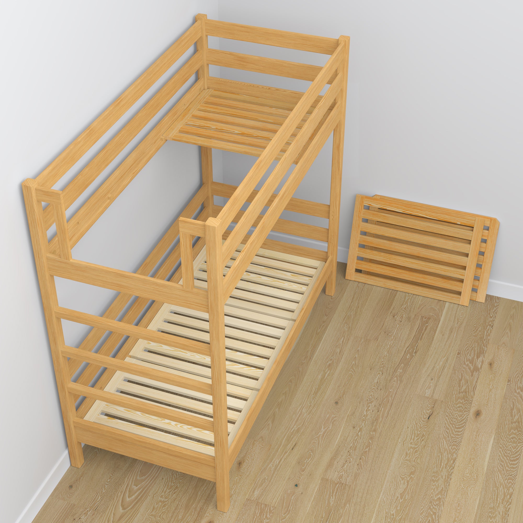 Letto a castello pino naturale in legno – dimensioni e schema, Nizio