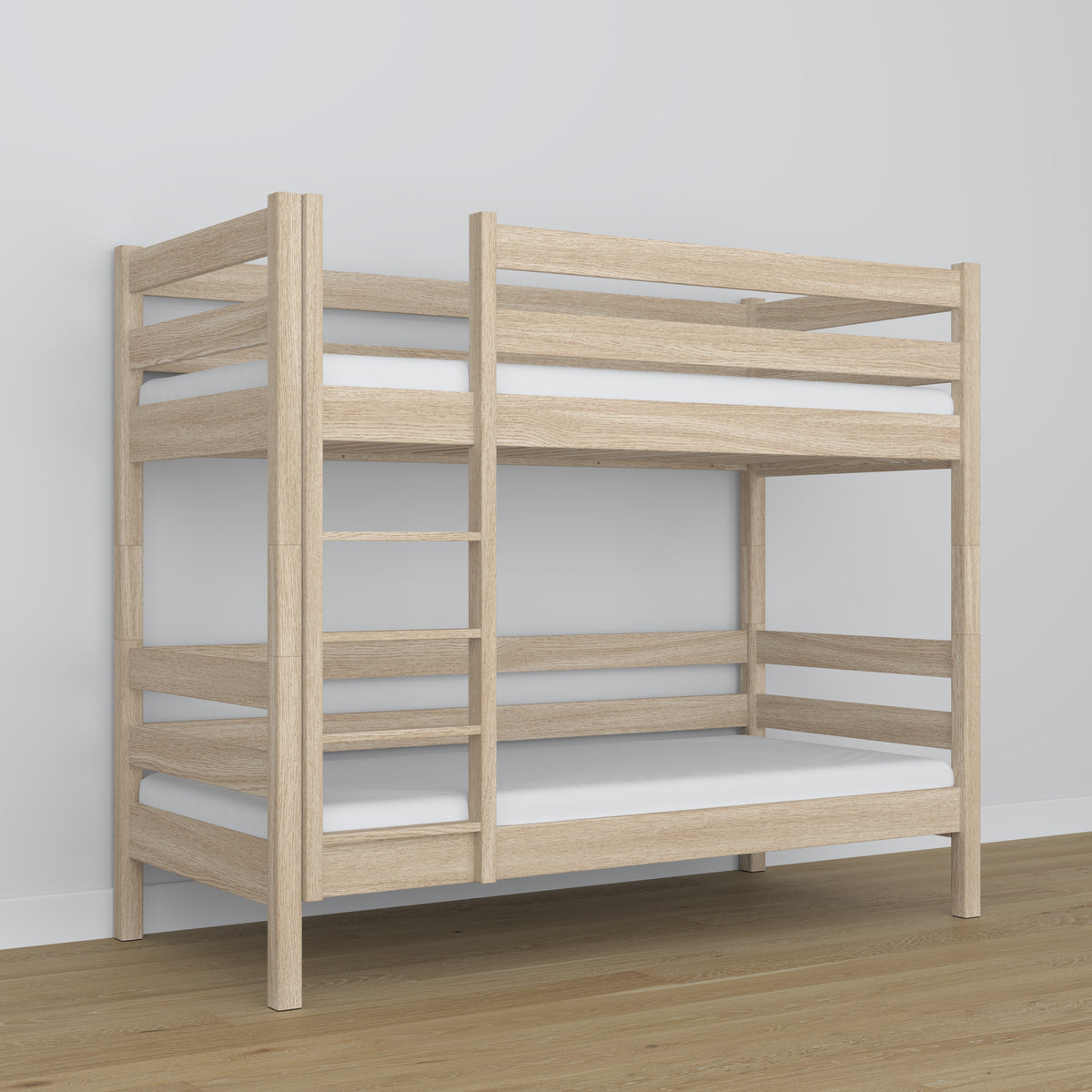 Oak Bunk Bed Bleached Oak – Slatted Frame, Durable Joinery Joints