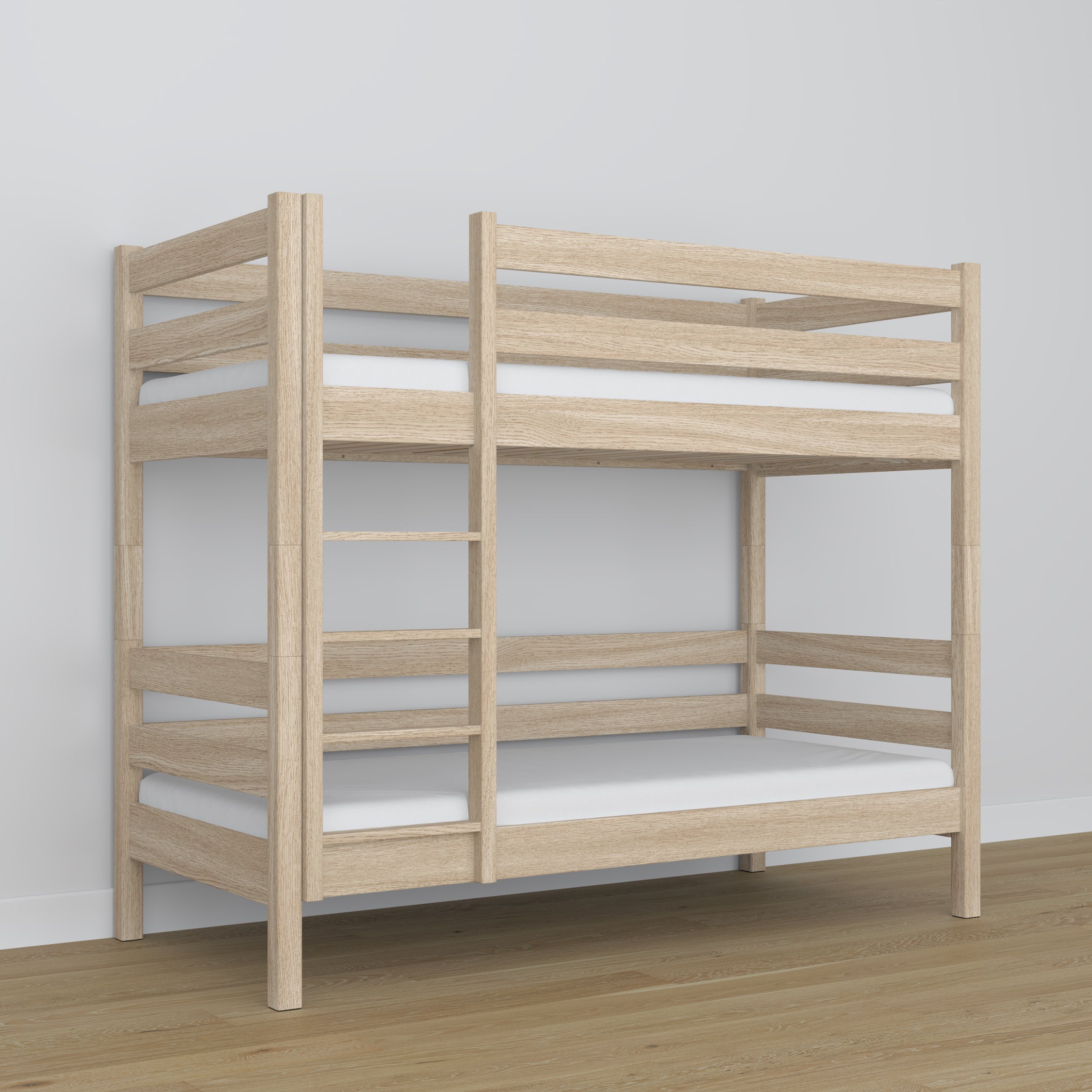 Oak Bunk Bed Bleached Oak – Slatted Frame, Durable Joinery Joints