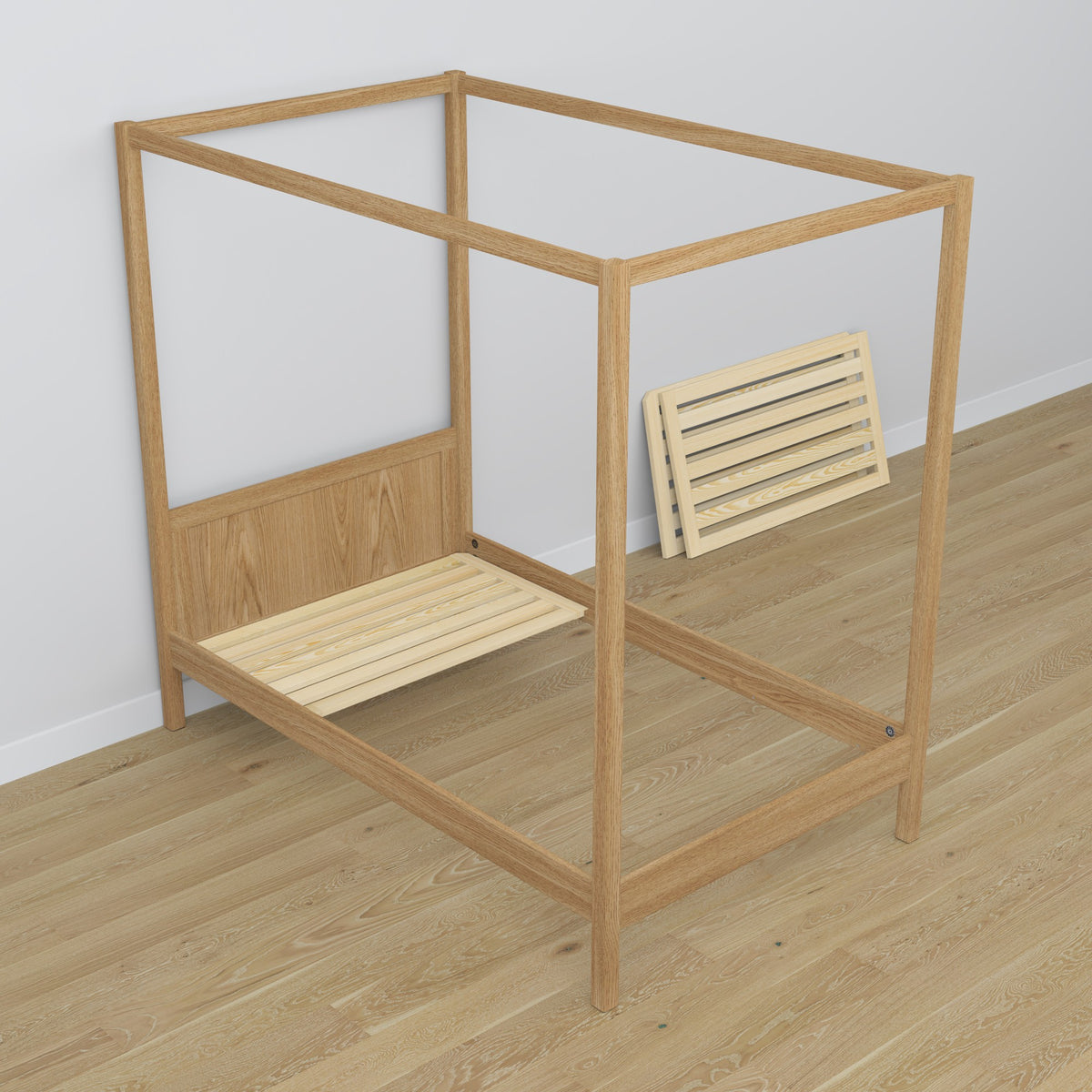 Natural Oak Canopy Bed – Oak Details and Joints, Nizio Home