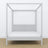 Double bed grey with canopy – wooden frame corner, close-up