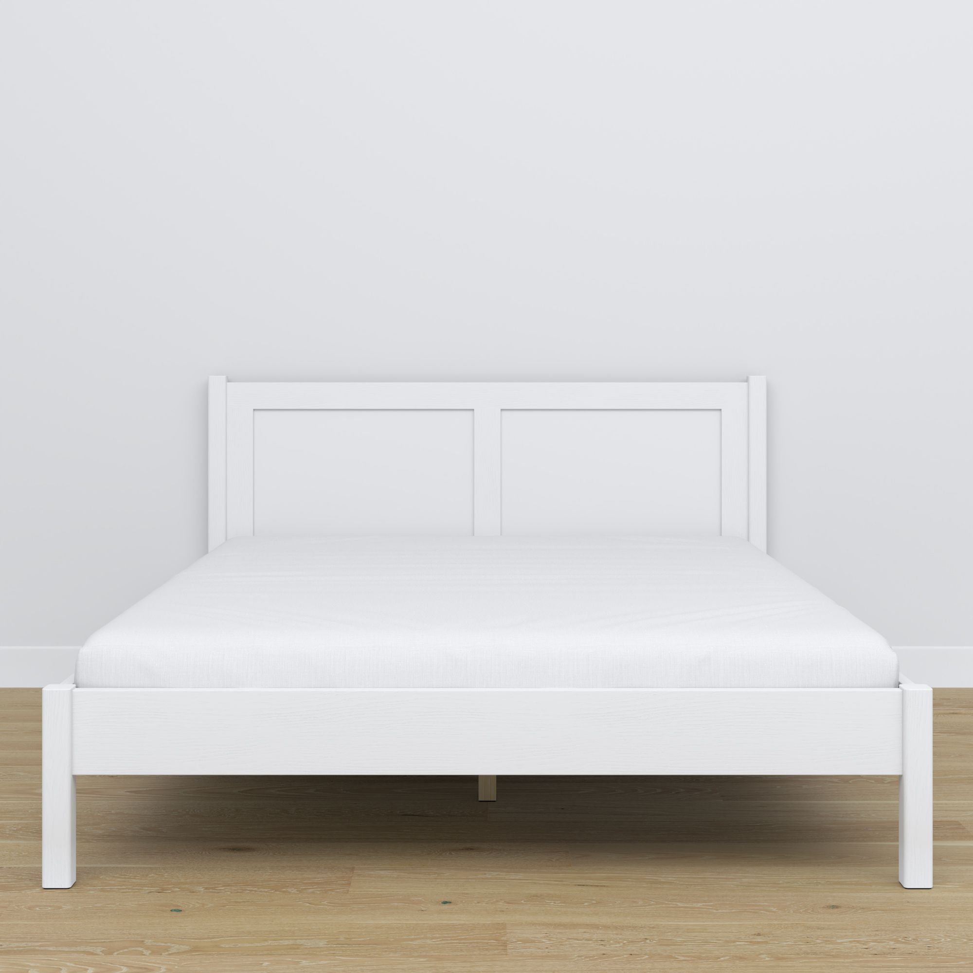 Letto matrimoniale bianco – struttura con doghe in legno, Nizio Home