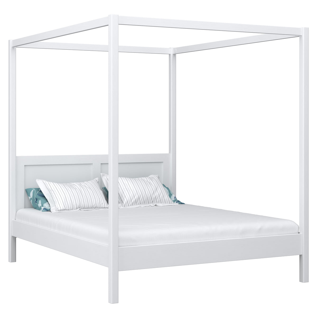 Double bed with canopy N02 wooden in custom RAL/NCS color – solid wood, Nizio