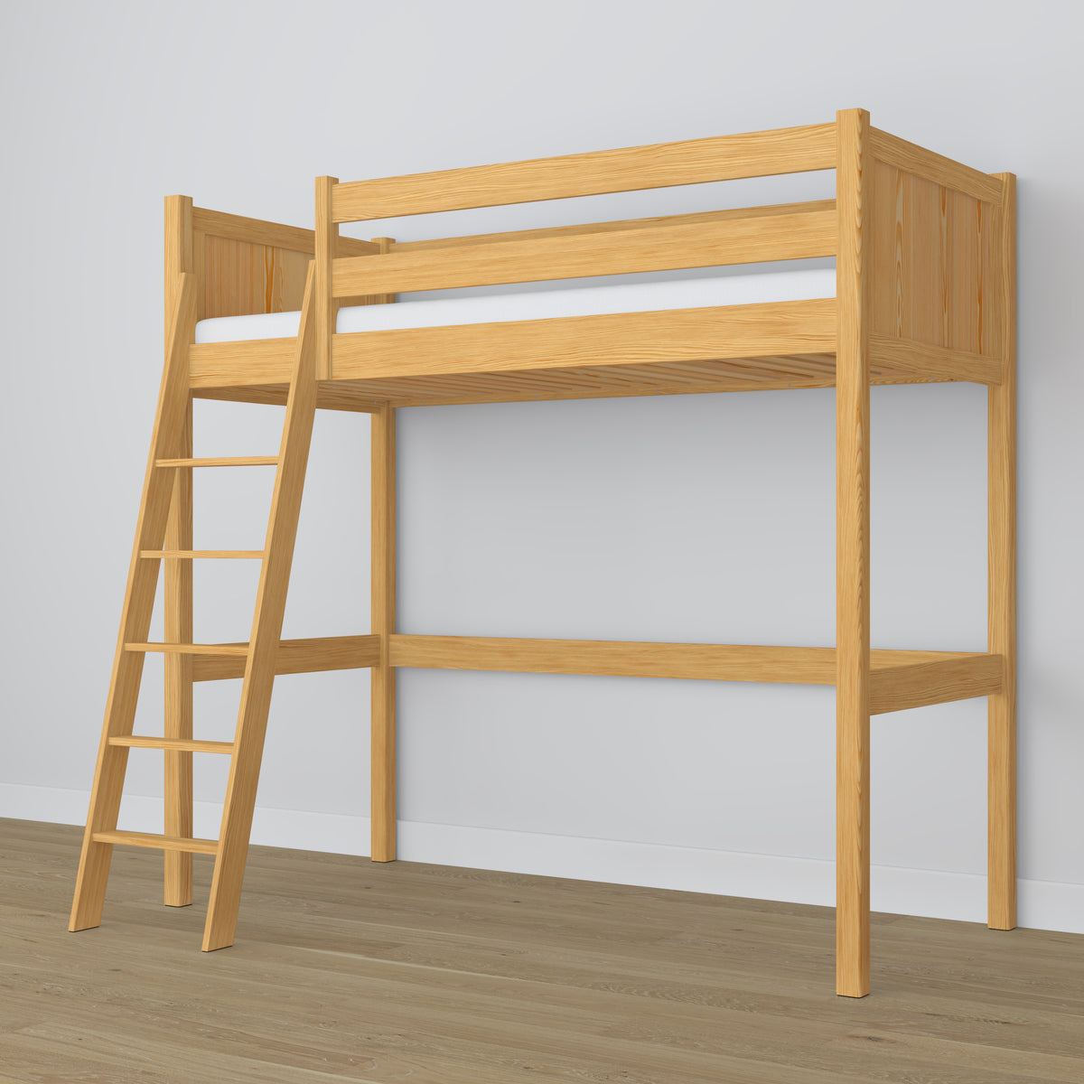 Letto a soppalco pino naturale in nella cameretta dei bambini – allestimento scandi, in legno