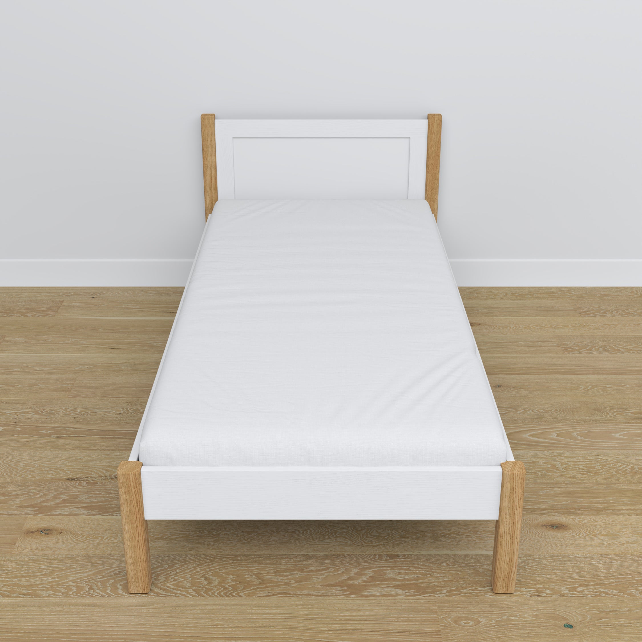 Bed white/oak wooden – dimensions and diagram, Nizio Home