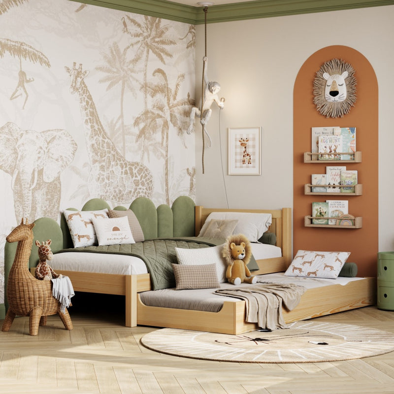 Letto con cassetto per materasso in legno pino naturale – stanza per bambini, scandi Nizio