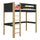 Black and Oak Wooden Loft Bed – Children’s Room, Solid Wood, Scandi Style