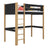 Black and Oak Wooden Loft Bed – Children’s Room, Solid Wood, Scandi Style