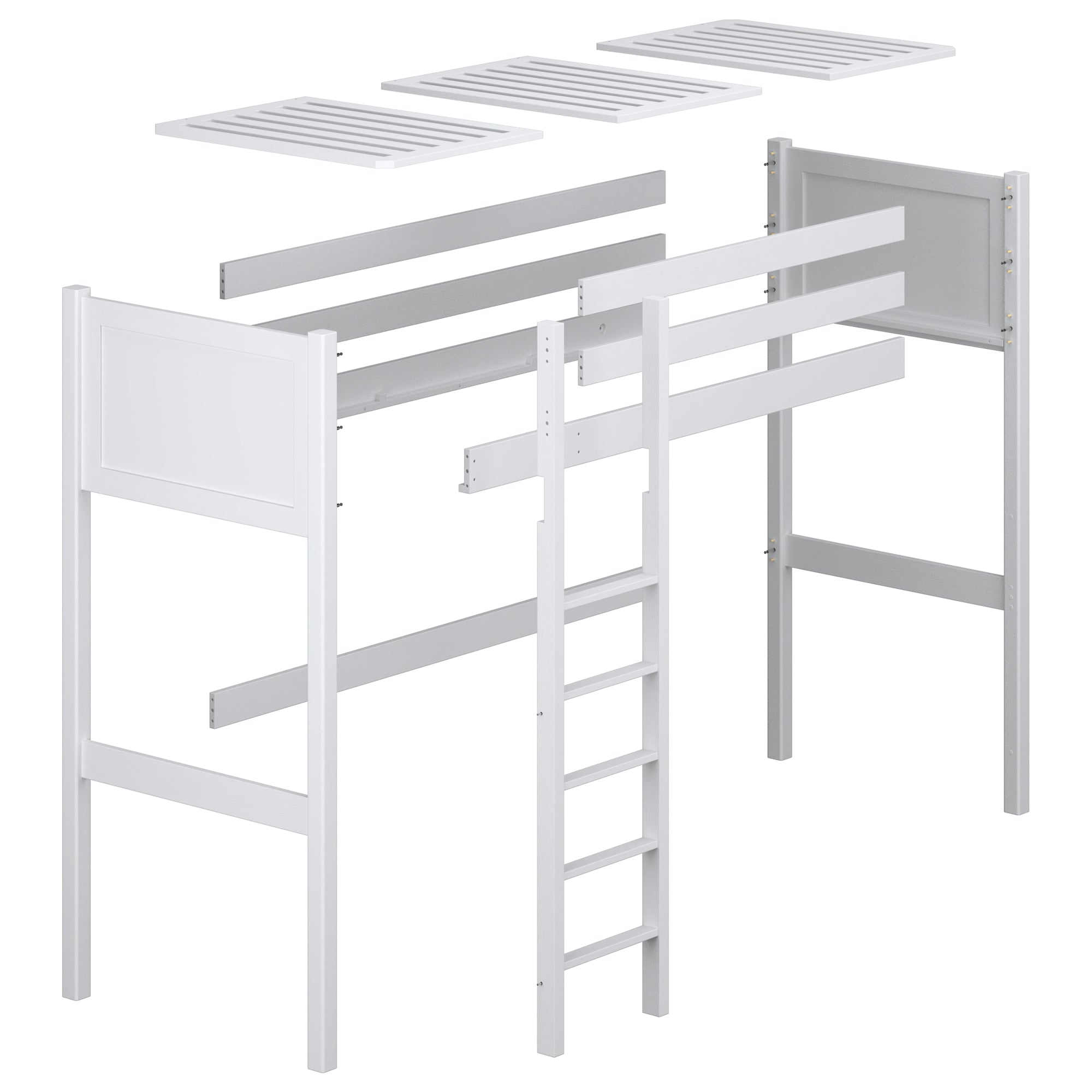 Loft bed black/oak wooden – dimensions and diagram, Nizio