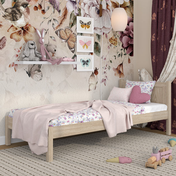 Bleached Oak Bed – Oak Headboard, Wood Quality Close-up, Nizio