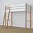 White and Oak Wooden Loft Bed – Slatted Frame, Side View