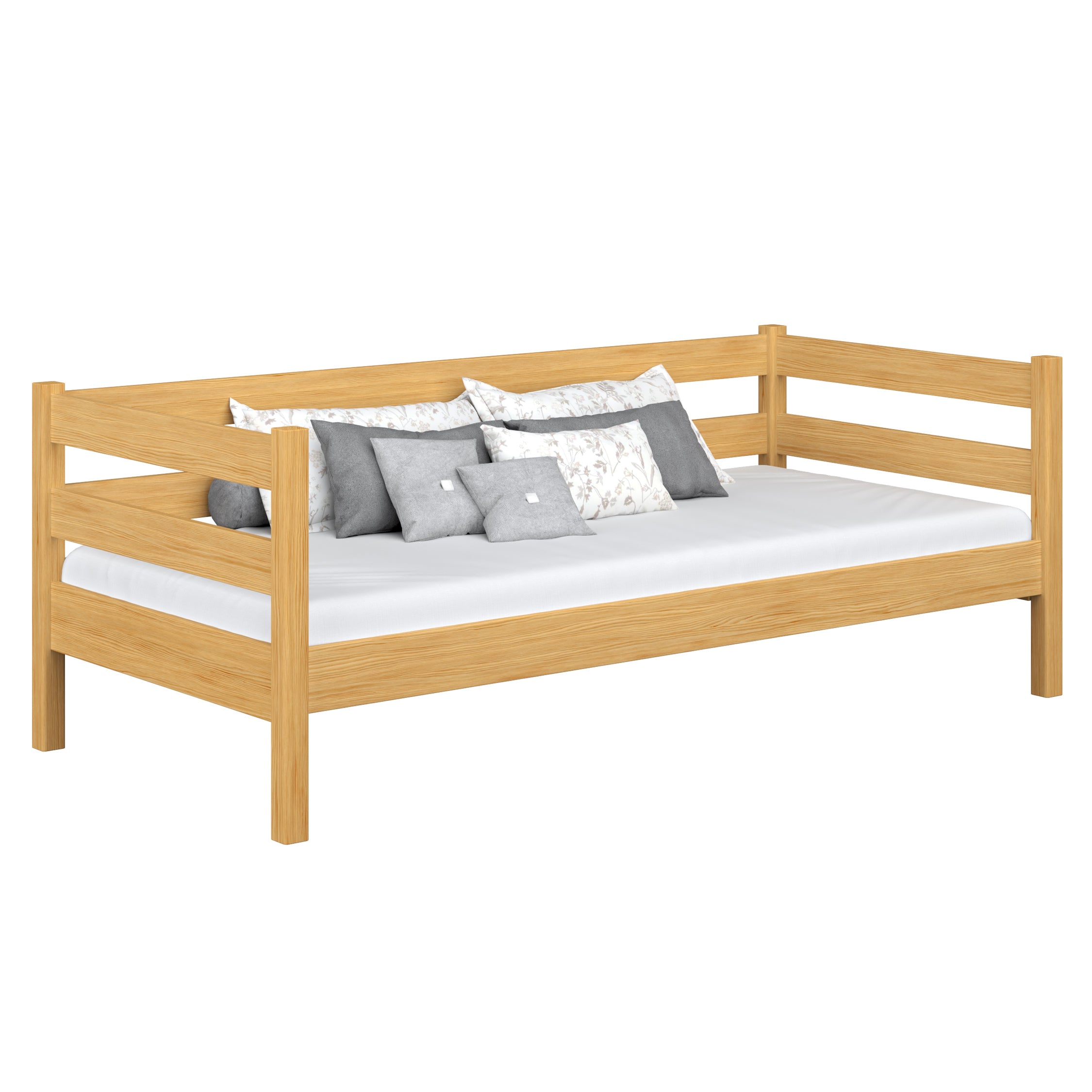 Letto divano in legno pino naturale – stanza per bambini, stile scandinavo Nizio