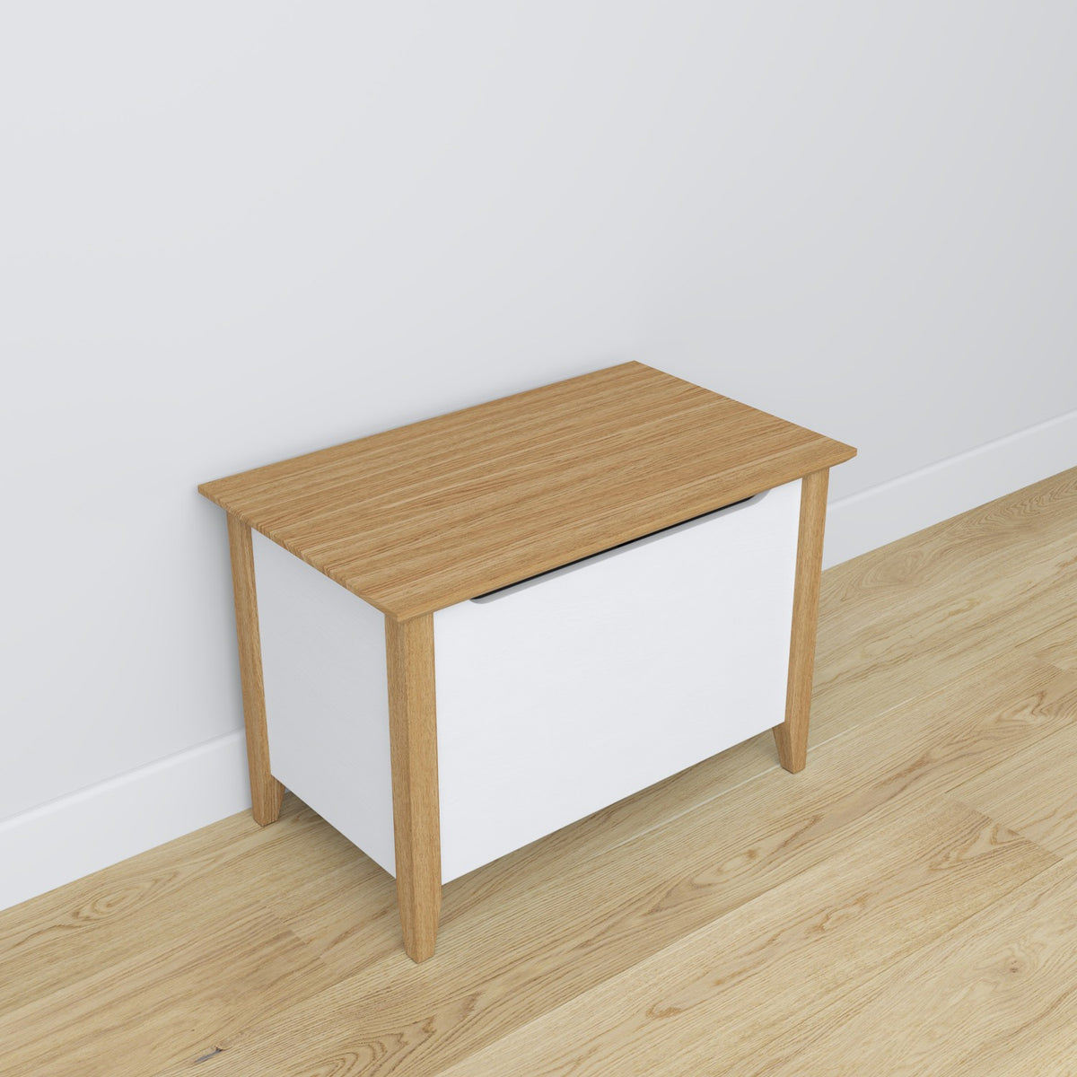 Baule in legno bianco con quercia in salotto o camera da letto – allestimento scandinava