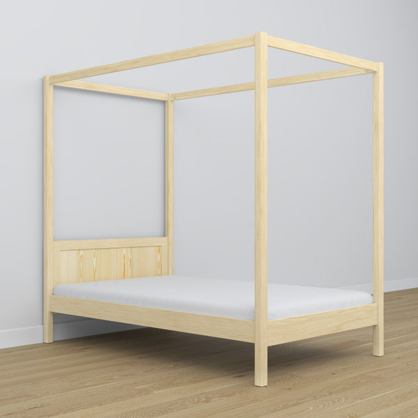 Clear pine canopy bed – decorative wooden frame, safe for children