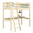 Loft bed clear pine with desk – study space under the sleeping area, wooden