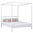 Wooden canopy double bed N01 white – overall view, solid pine wood