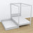 Bed grey with canopy and drawer – side view, wooden