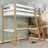 Letto a soppalco in legno bianco-quercia – spazio libero sotto camera da letto, Nizio