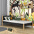 Single wooden bed black-oak – side view, furniture proportions