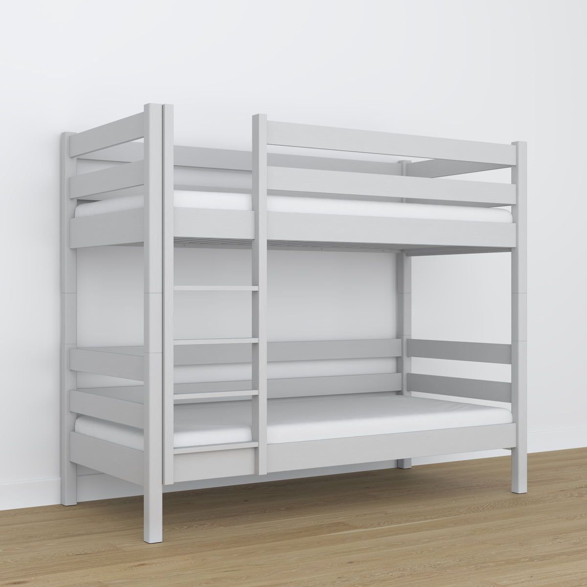 Grey Wooden Bunk Bed – Close-up of Joints and Wood Details