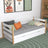 Letto divano bianco-quercia con cassetto per materasso – in legno, Nizio Home