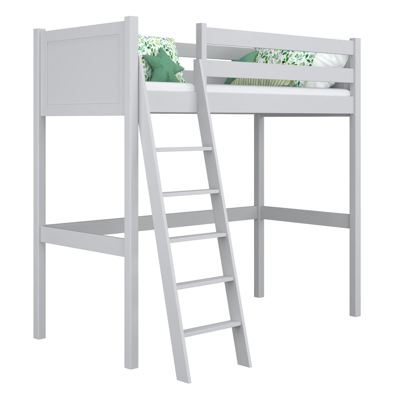 Letto a soppalco in legno grigio – stanza per bambini, legno massello, stile scandi