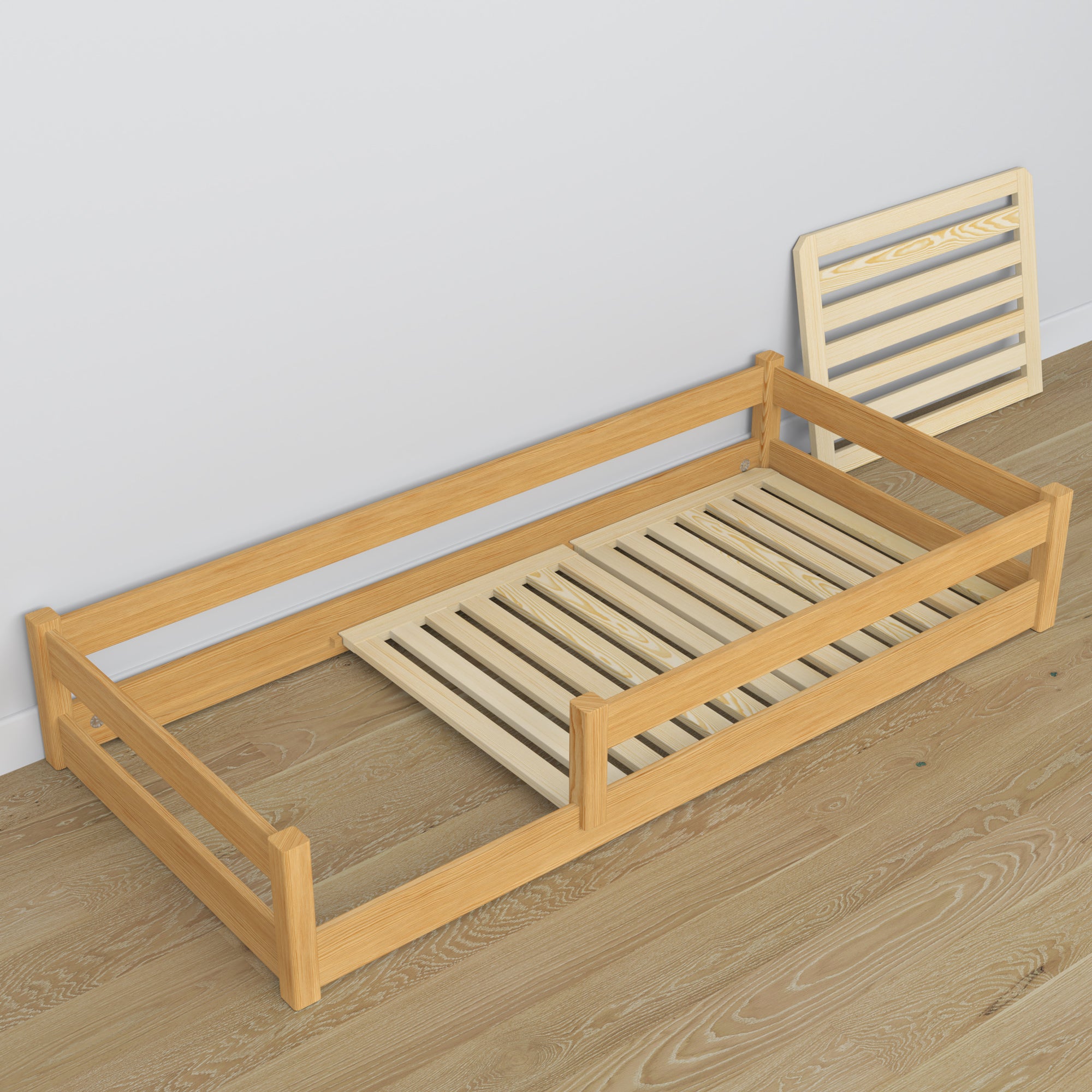 Low Bed Natural Pine Wooden – Dimensions and Diagram, Nizio