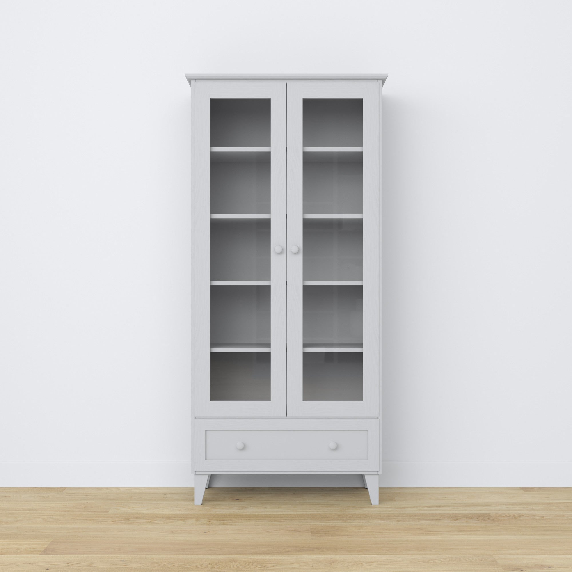 Display cabinet with drawer wooden grey 90 cm – living room, Scandinavian style Nizio