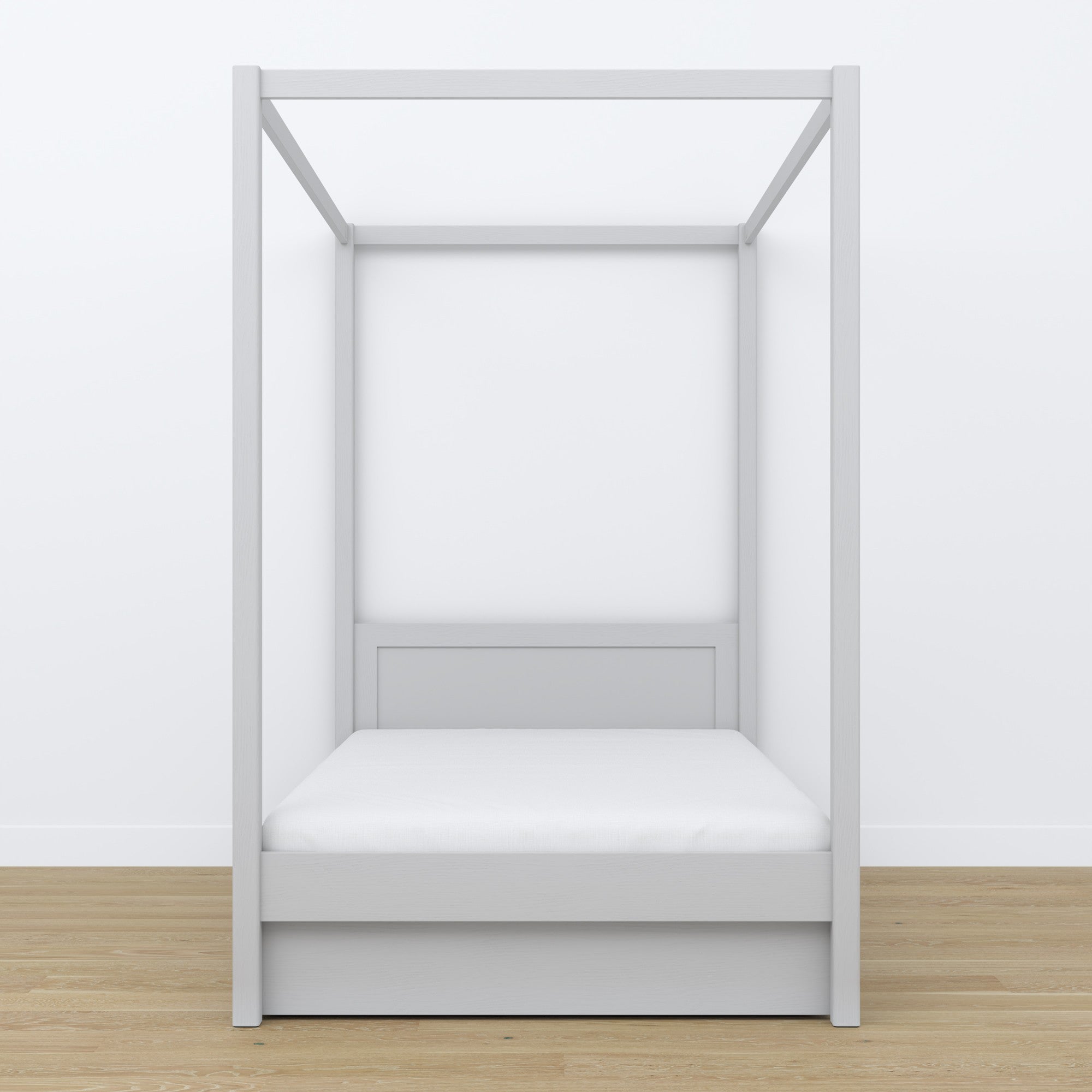 Letto grigio con baldacchino – cassetto aperto, in legno, Nizio Home