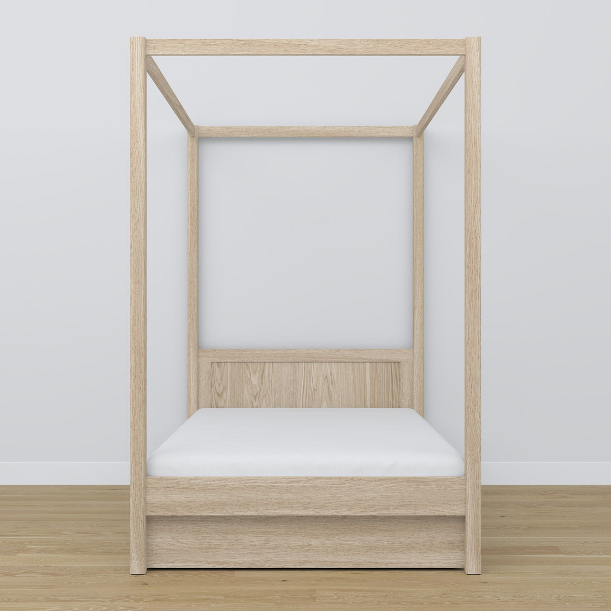 Letto quercia sbiancata con baldacchino – cassetto aperto, in quercia, Nizio Home