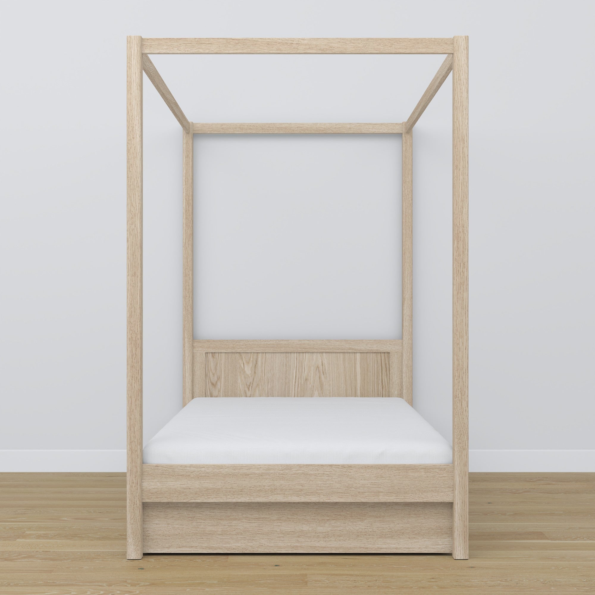 Letto quercia sbiancata con baldacchino – cassetto aperto, in quercia, Nizio Home
