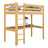 Letto a soppalco con scrivania in legno pino naturale – stanza per bambini, scandi Nizio