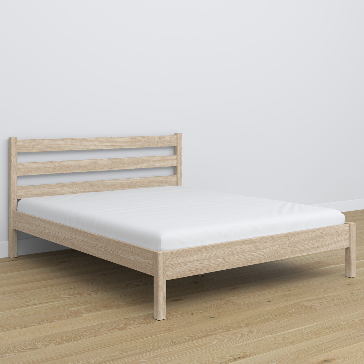Double bed bleached oak – oak headboard, wood quality, Nizio Home