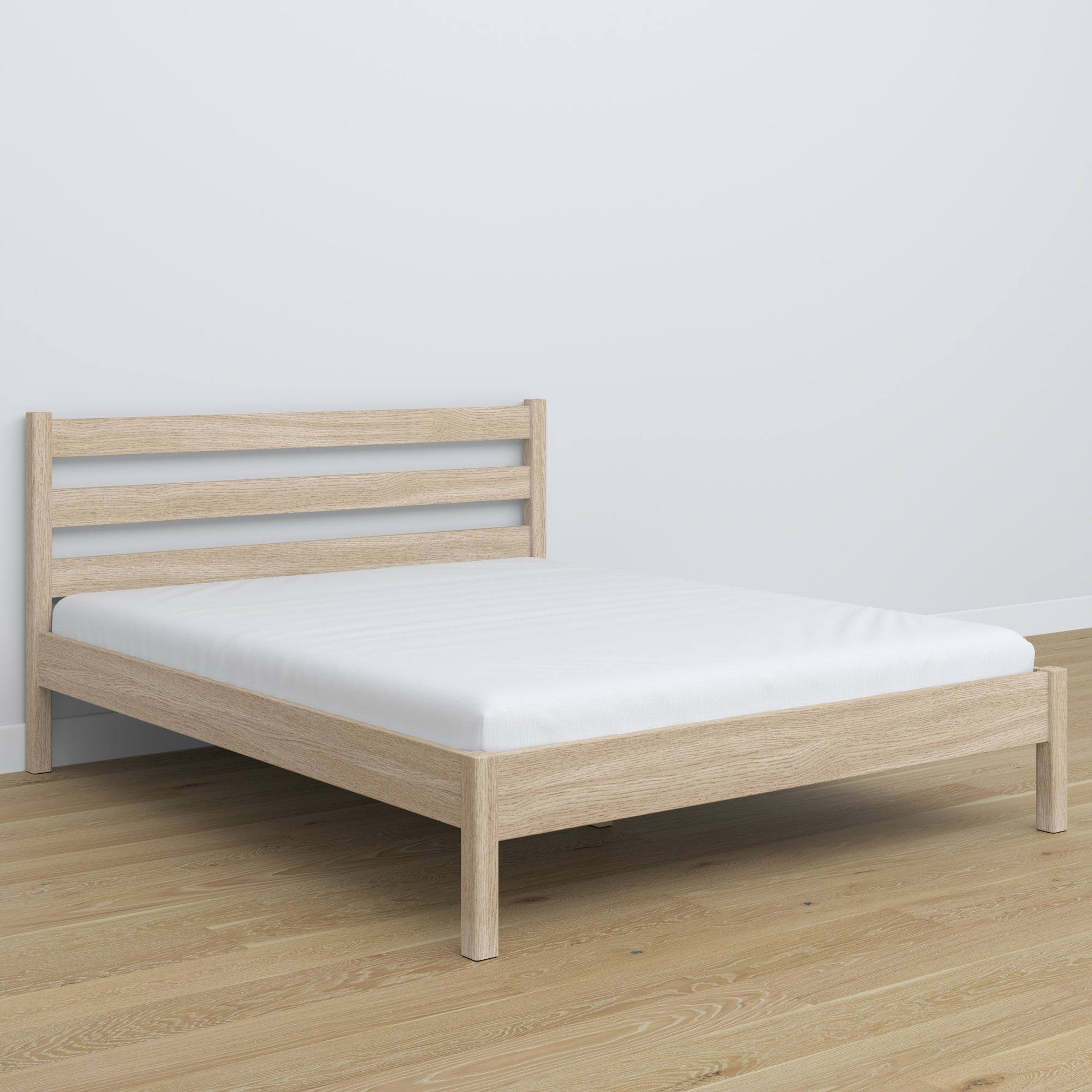 Double bed bleached oak – oak headboard, wood quality, Nizio Home