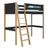 Letto a soppalco in legno nero-quercia – stanza per bambini, legno massello, stile scandi