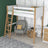 Loft bed white/oak in children’s room – scandi arrangement, wooden