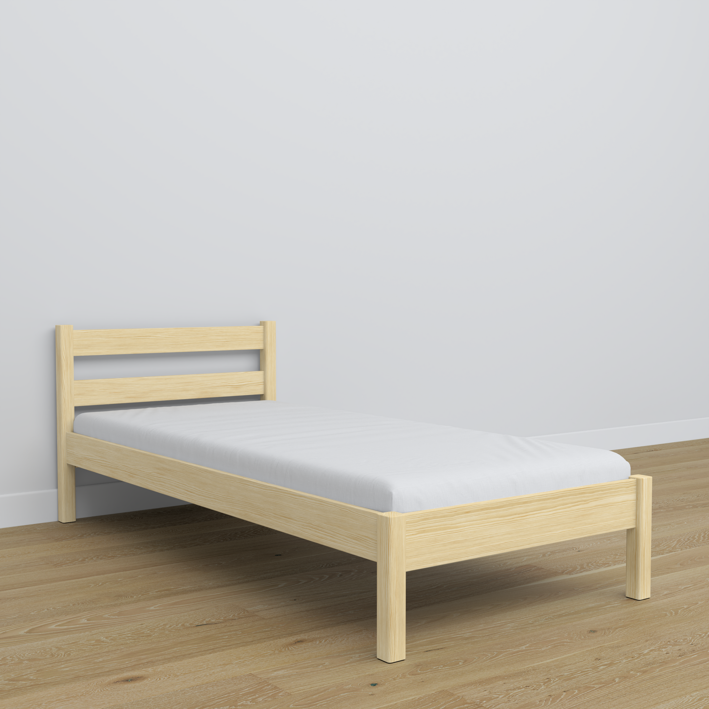 Single wooden bed clear pine – details of joints and wood, Nizio Home
