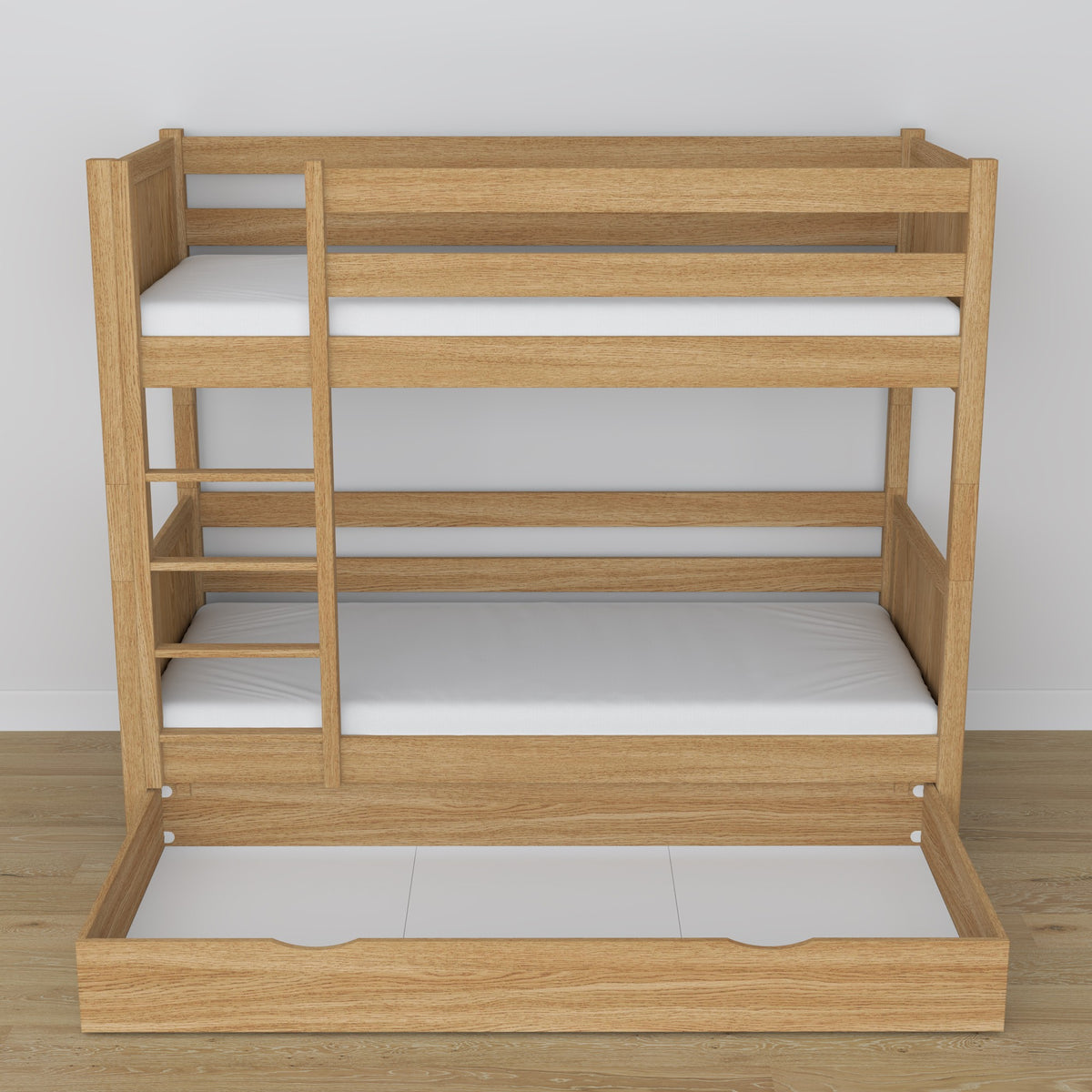 Letto a castello in rovere naturale con cassetto – dimensioni e schema, Nizio