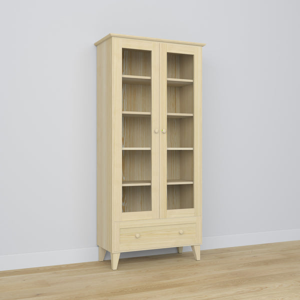 Vetrina 1S in pino trasparente in salotto – allestimento scandinava, Nizio