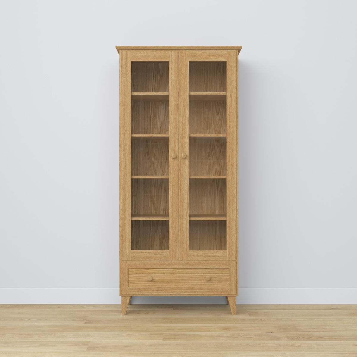 Display cabinet with drawer oak natural oak 90 cm – living room, Scandinavian style Nizio
