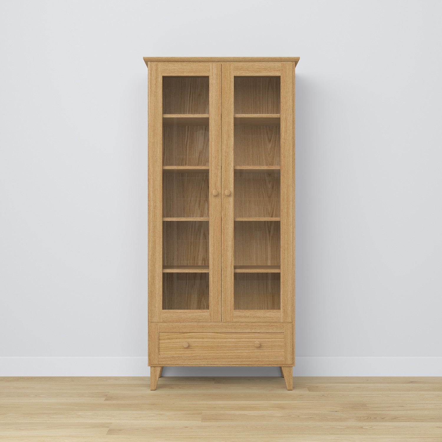 Display cabinet with drawer oak natural oak 90 cm – living room, Scandinavian style Nizio