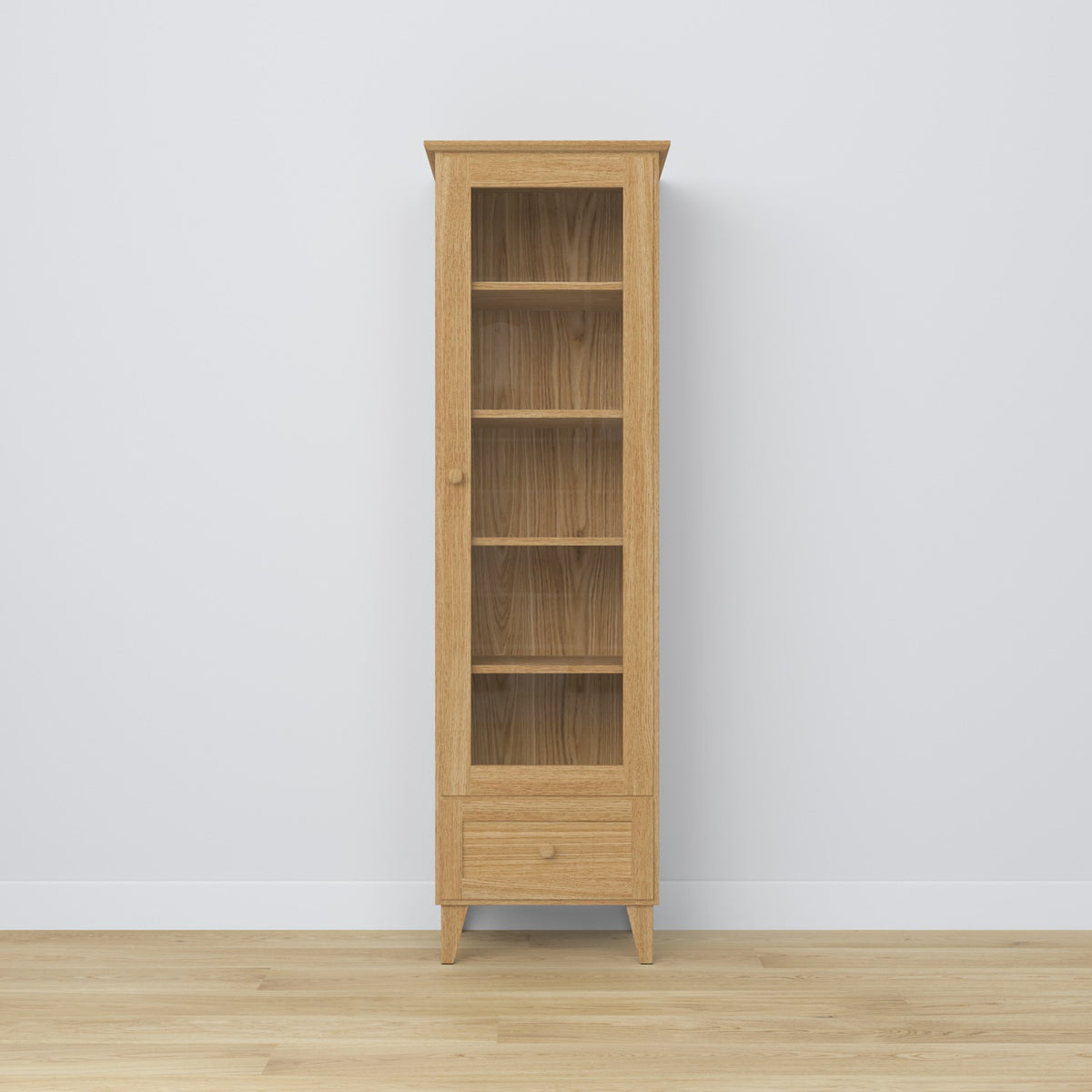 Display cabinet with drawer oak natural oak 57 cm – living room, Scandinavian style Nizio