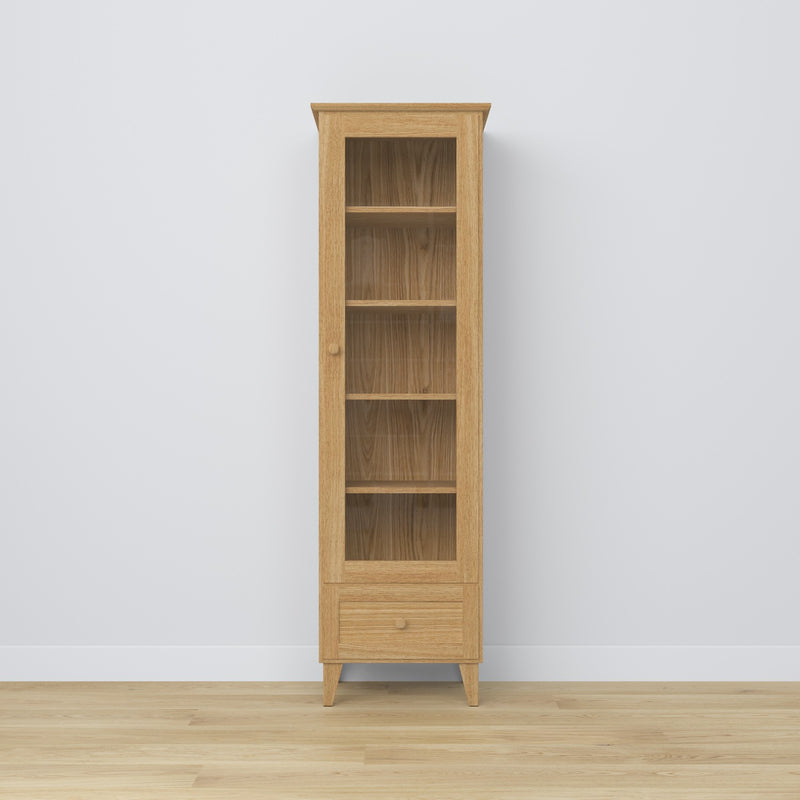Display cabinet with drawer oak natural oak 57 cm – living room, Scandinavian style Nizio