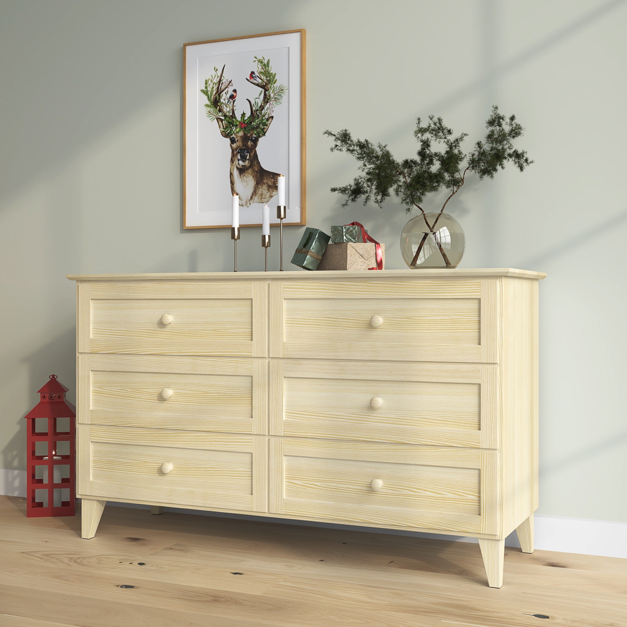 Sosnowa komoda 6S 154 Scandi sosna bezbarwna
