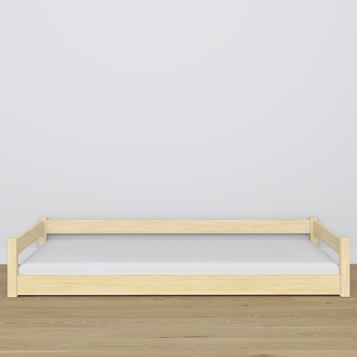 Letto basso in legno pino trasparente – dettaglio giunzioni, Nizio Home