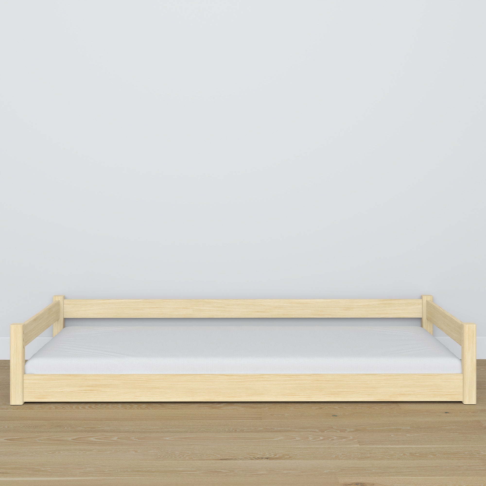 Letto basso in legno pino trasparente – dettaglio giunzioni, Nizio Home